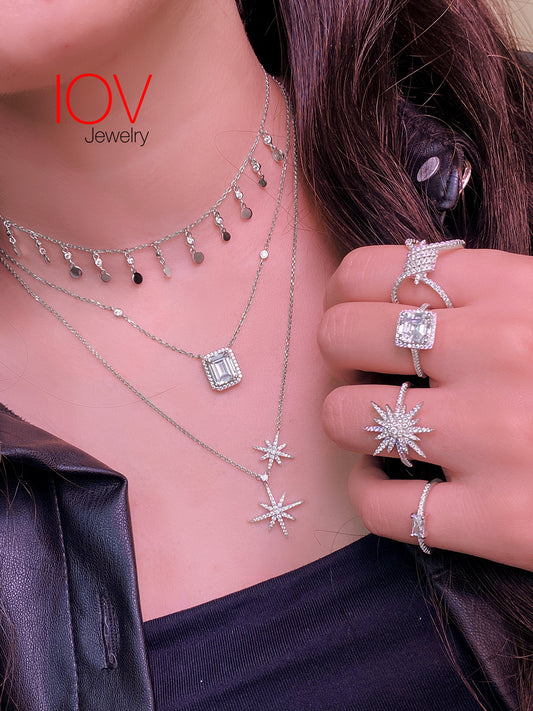 rectangular diamond style necklace.