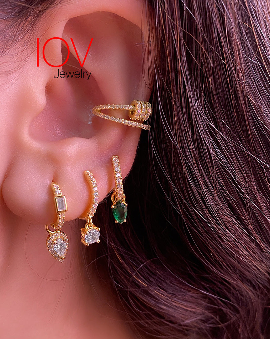 hoops with removable dangling pear shape.