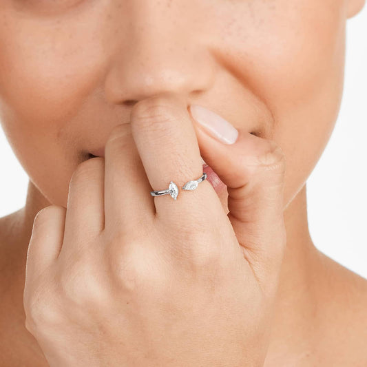 two marquise stones open adjustable ring.