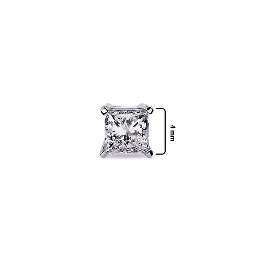 4 mm princess cut stud earring.