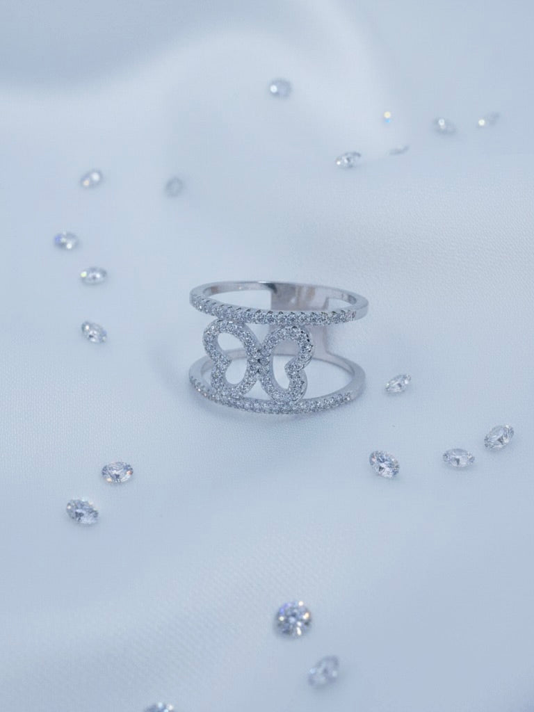 cZ Butterfly cage ring
