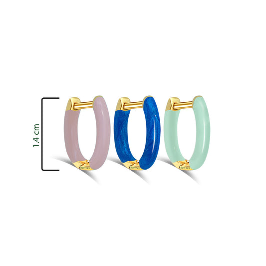 enamel rectangular shape golden hoops.