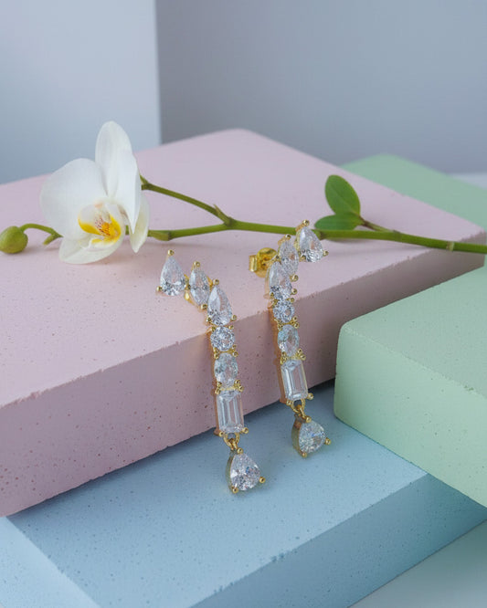 multi-stone shapes cone shape earrings.