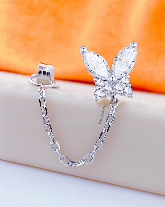 butterfly back and front chain earring.
