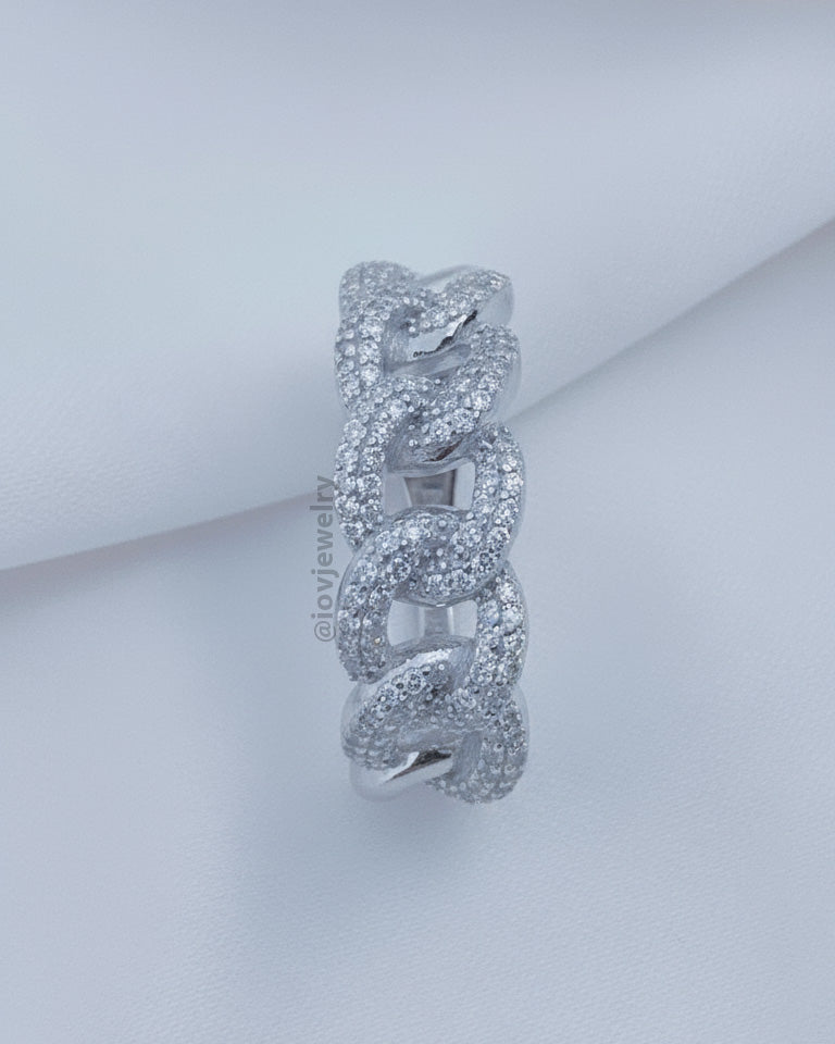CZ half curb chain style ring.