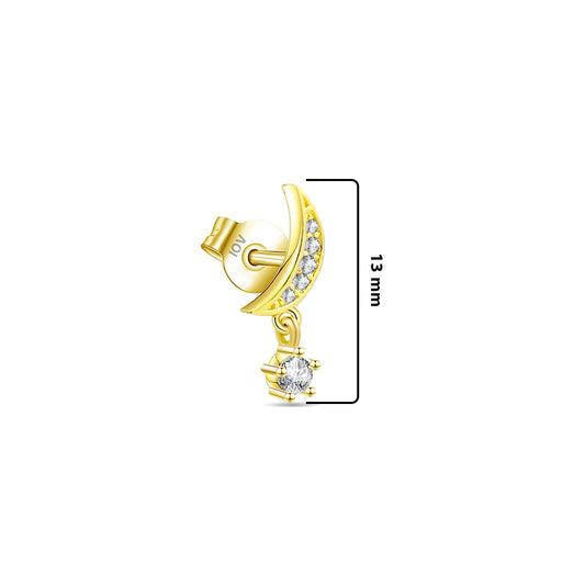 crescent shape with dangling round stone.