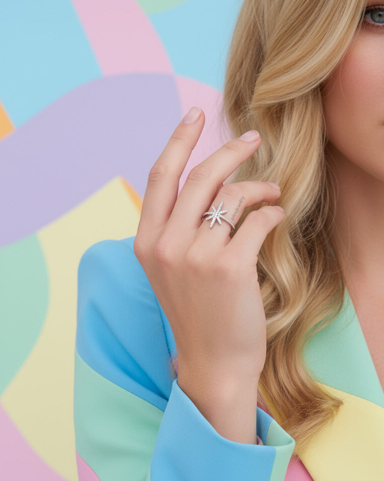 Star shape CZ ring.
