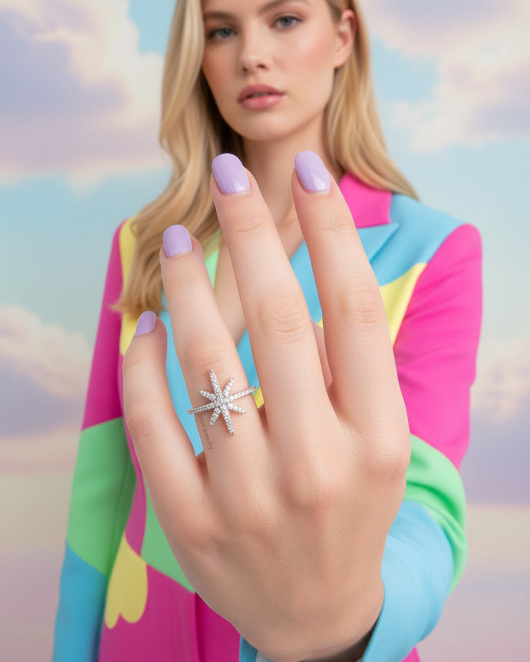 Star shape CZ ring.