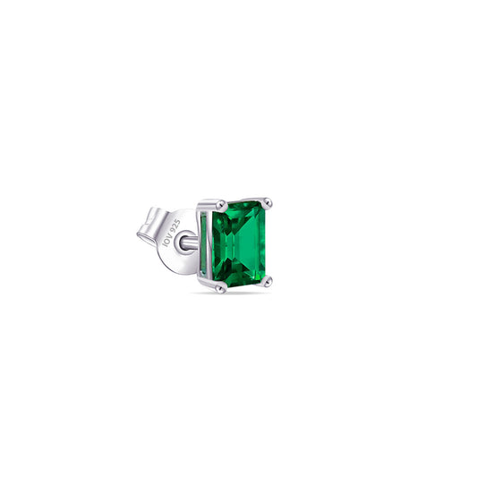 rectangular emerald color stud earring.