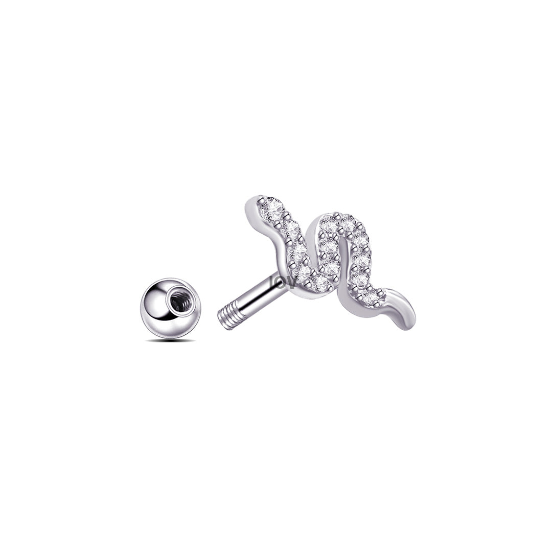snake screw back ball piercing.