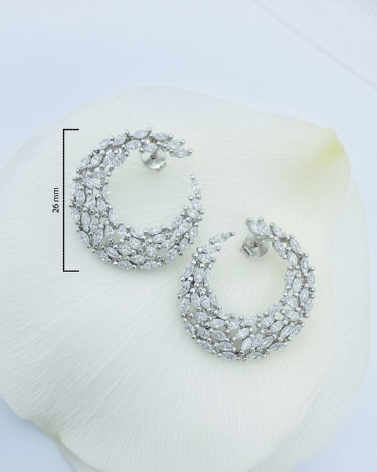 crescent shape of marquise CZ stones earrings.