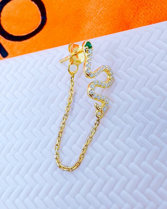 back and front serpent chain earring.