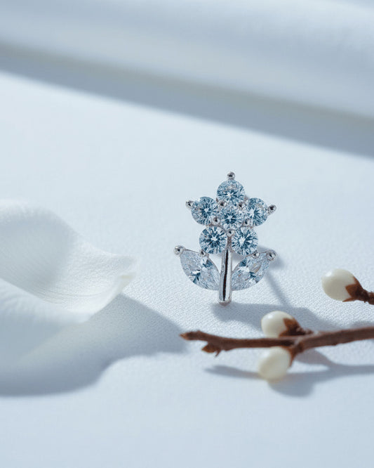 flower shape of round and marquise shape CZ stud earring.