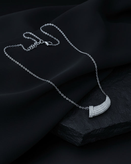 fang shape CZ necklace.