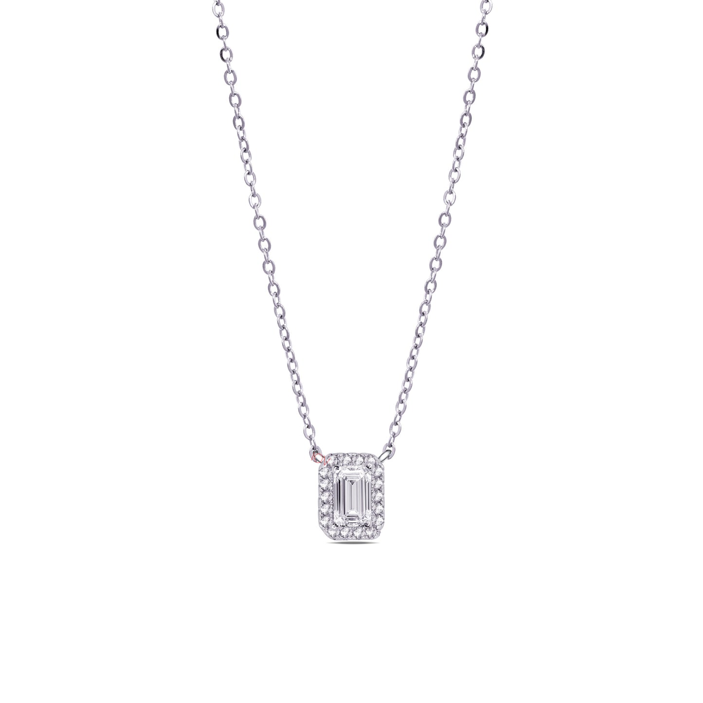 emerald cut diamond style necklace.
