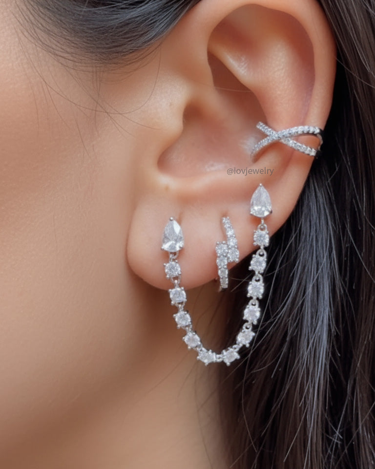 X shape ear-cuff with CZ – IOV
