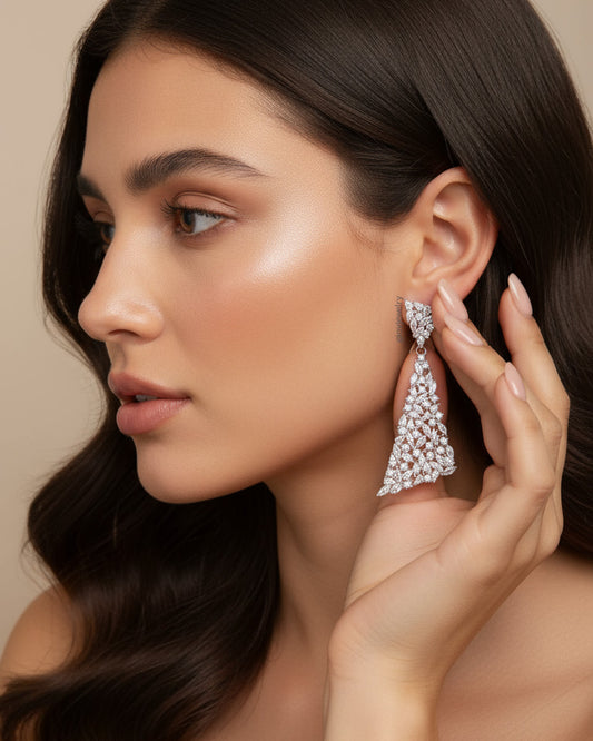 luxury round and marquise shapes CZ earrings.