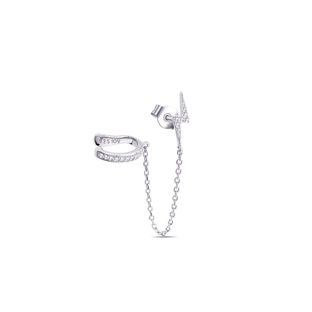 Bolt shape linked to earcuff.