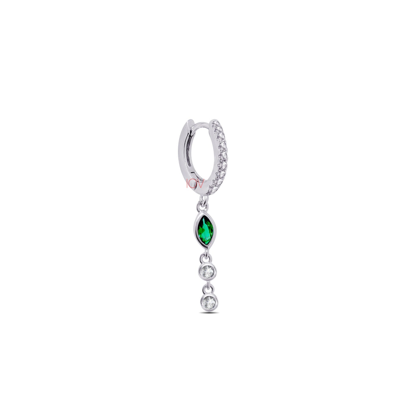 emerald and ruby dandling hoops earrings.