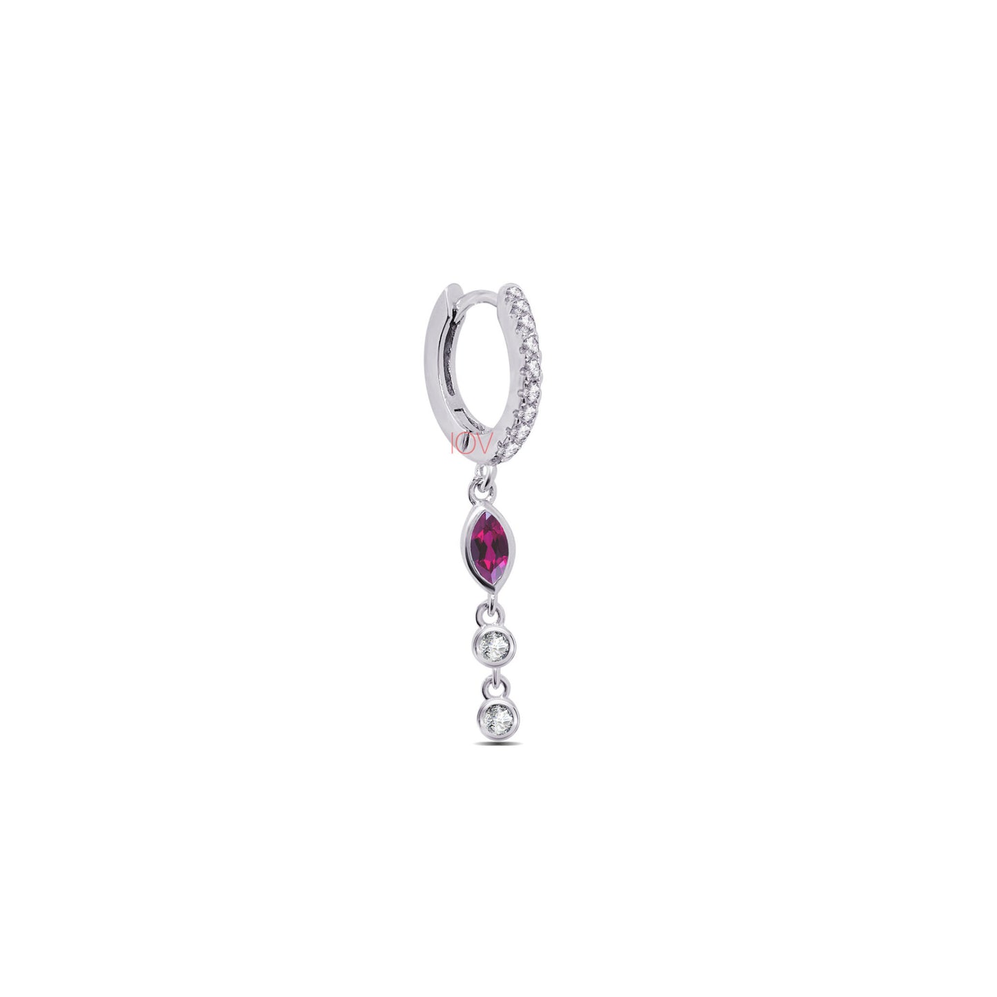 emerald and ruby dandling hoops earrings.