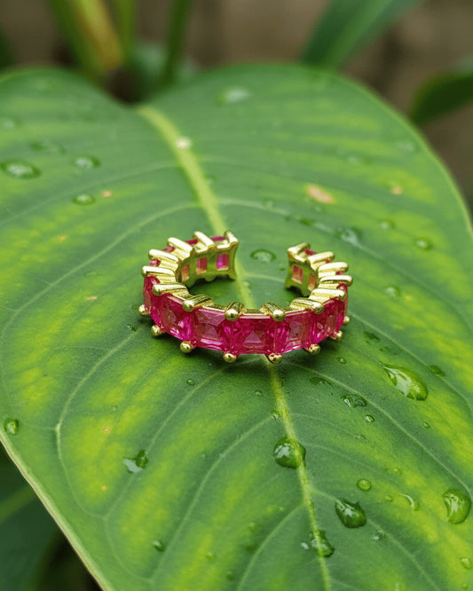 ruby and emerald color earcuffs.