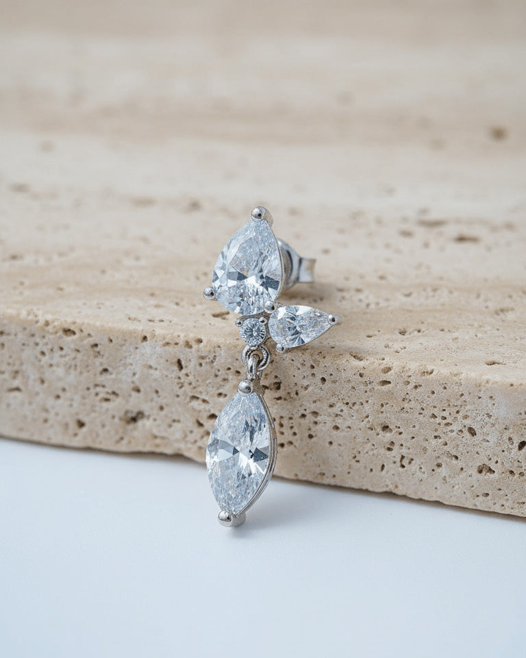 Pears shape and dangling Marquise stud earring.