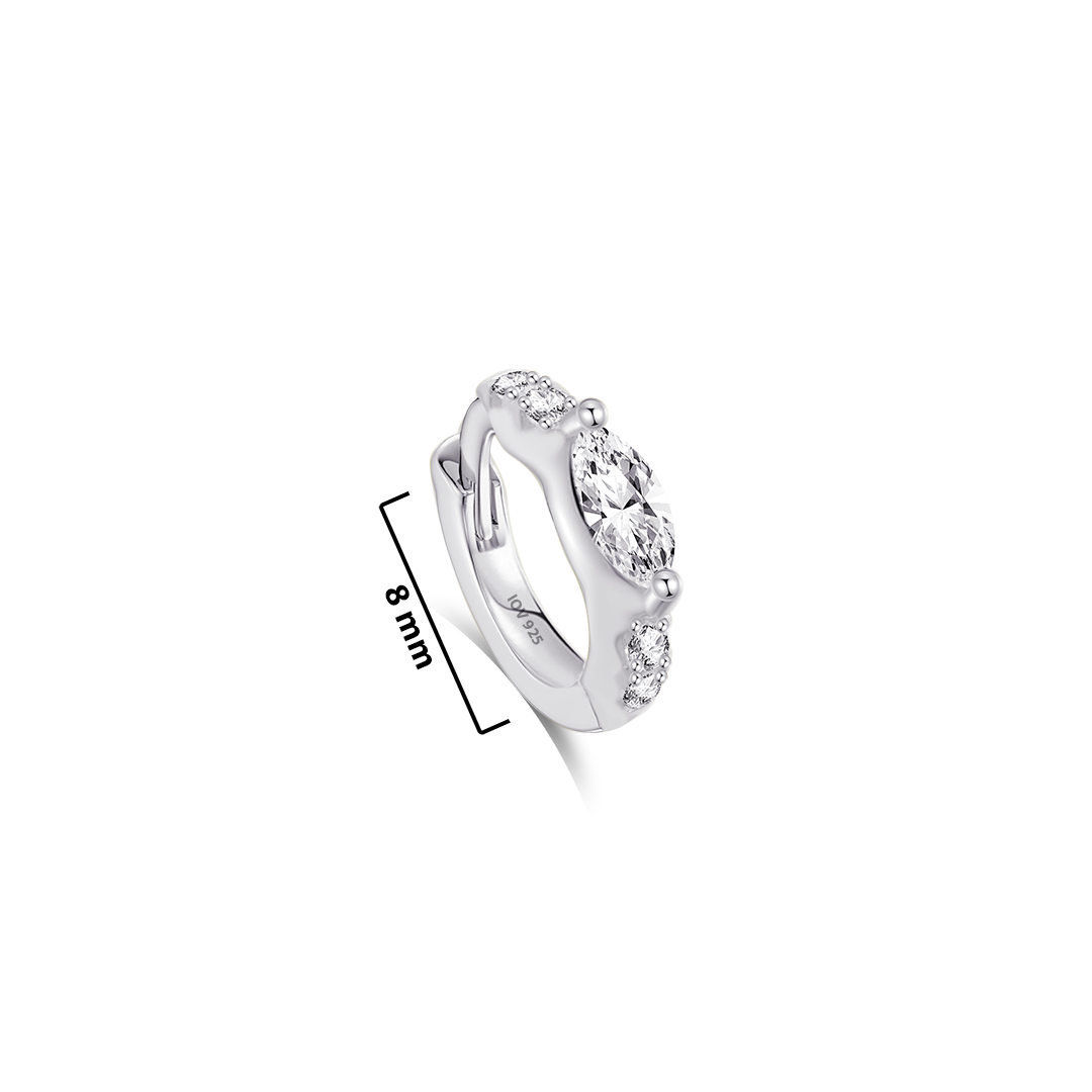 8mm huggie CZ hoop earring with marquise stone.