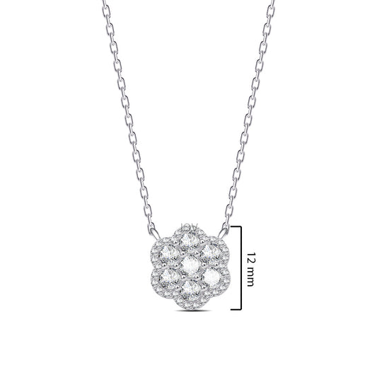 Flower CZ shape necklace in a cluster setting necklace.