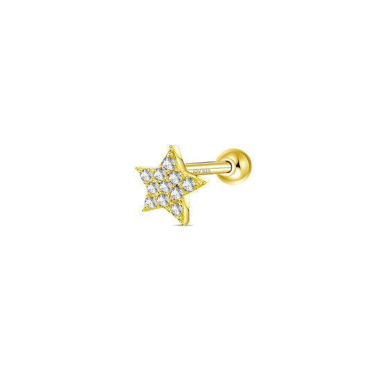 CZ pave setting star ball-back piercing earring.