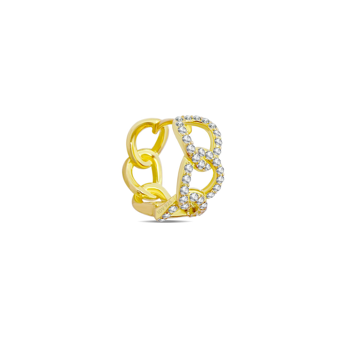 CZ Curb chain hoop earring.