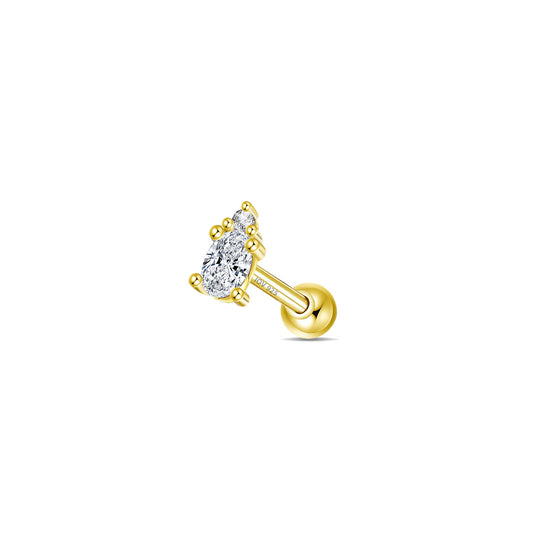 Oval and Round CZ stone ball-back piercing earring.