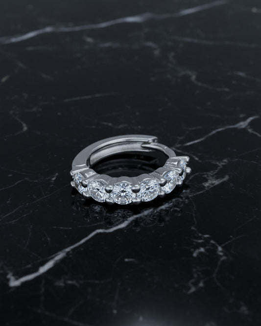 10 mm round stone classic hoop earring.