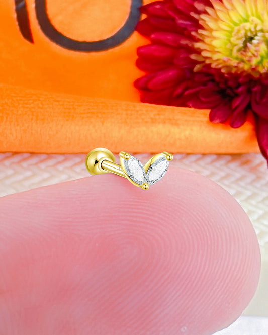 two marquise stones ballback piercing earring.