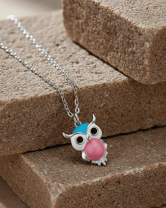 enamel colorful owl necklace.
