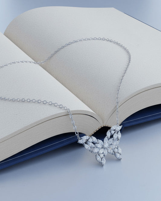 marquise stone shapes butterfly necklace.