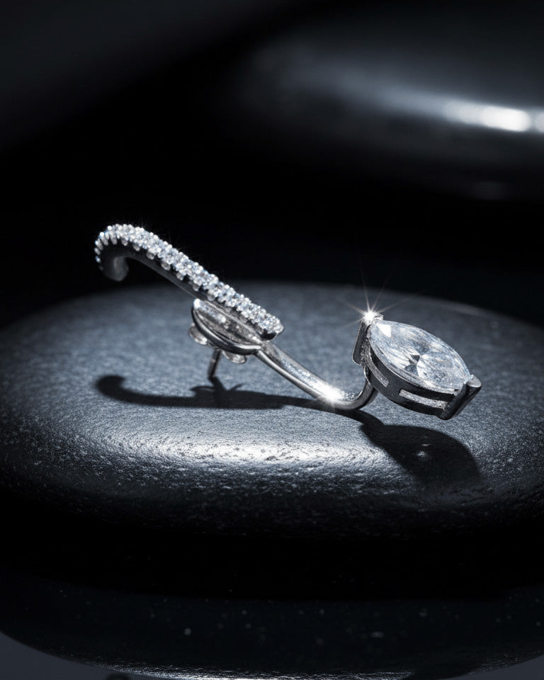 back to front marquise shape earring