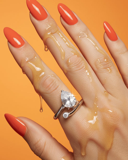 two pear stones fashion ring.
