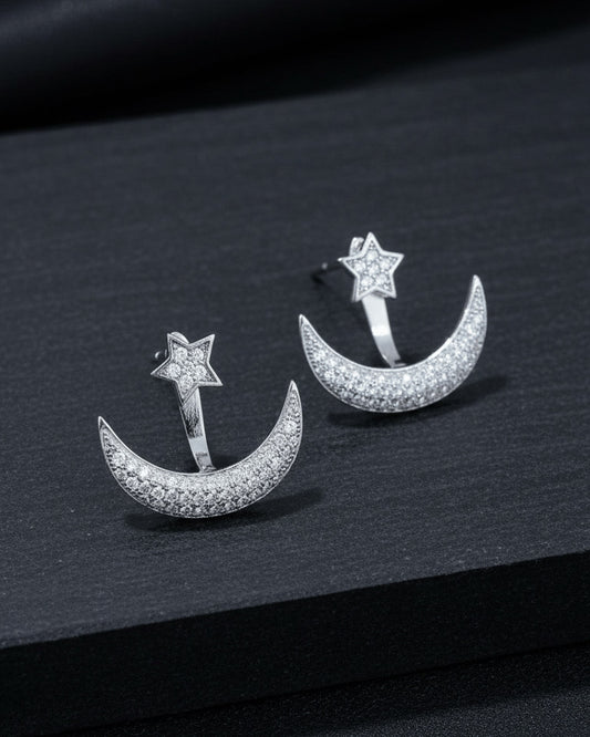back to front star and crescent earrings.