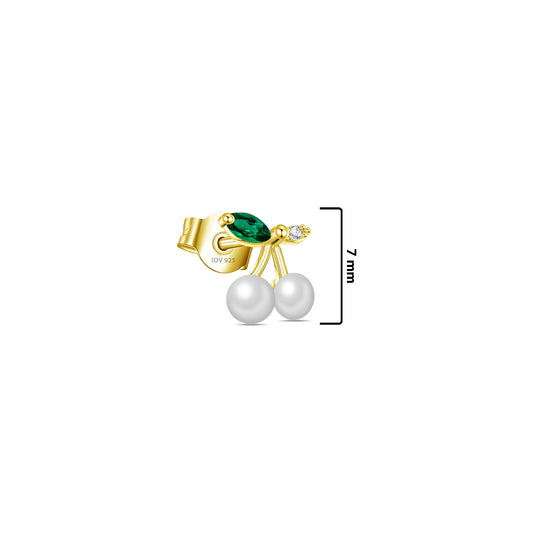 berries plant shape with pearl and emerald color stone.