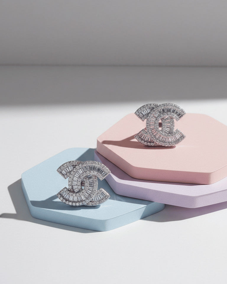 C shape earrings.