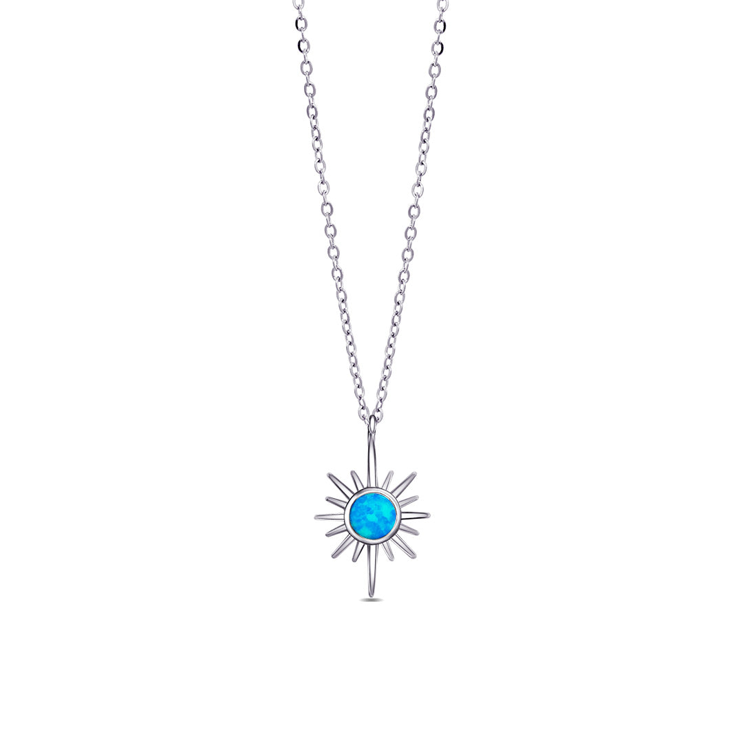 star shape necklace with round opal stone.