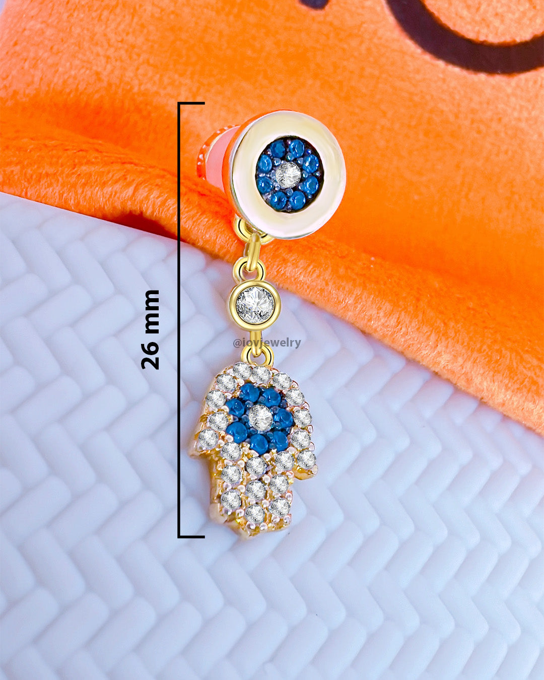 back and front hamsa shape earring.