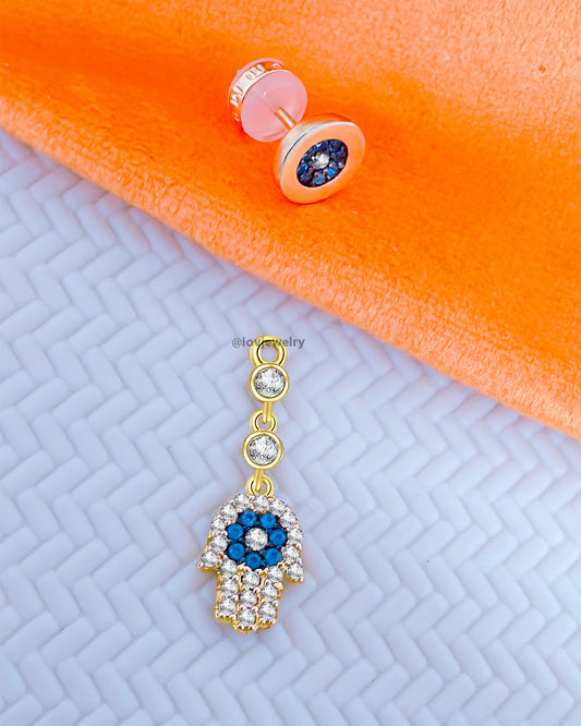 back and front hamsa shape earring.
