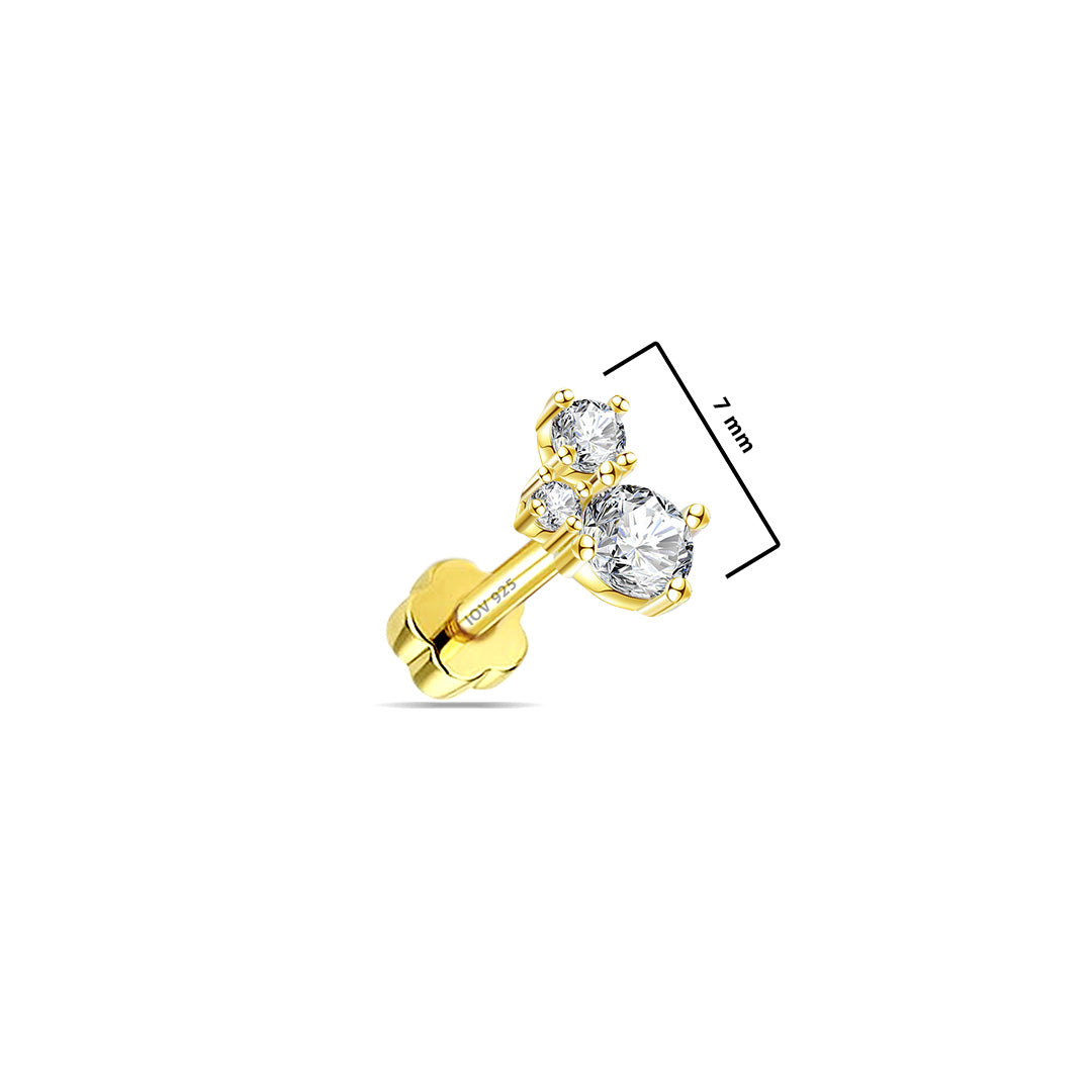 cluster of three round stones flatback earring.