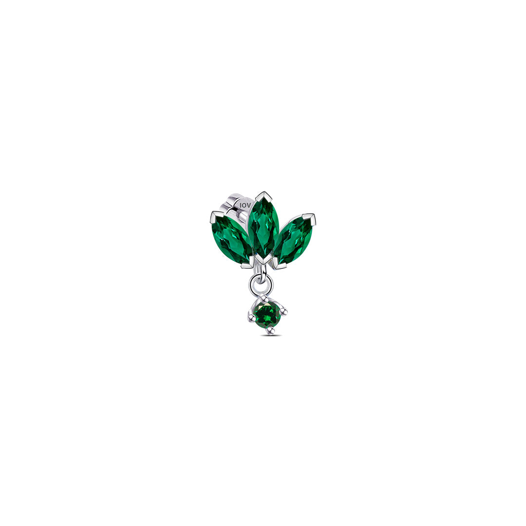 lotus shape emerald color marquise stones flatback earring.
