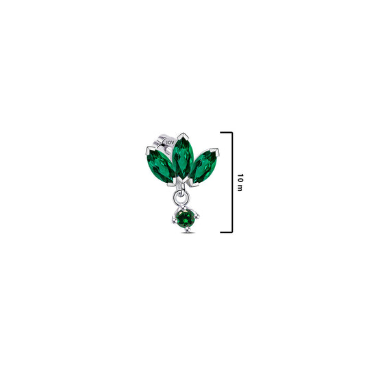 lotus shape emerald color marquise stones flatback earring.