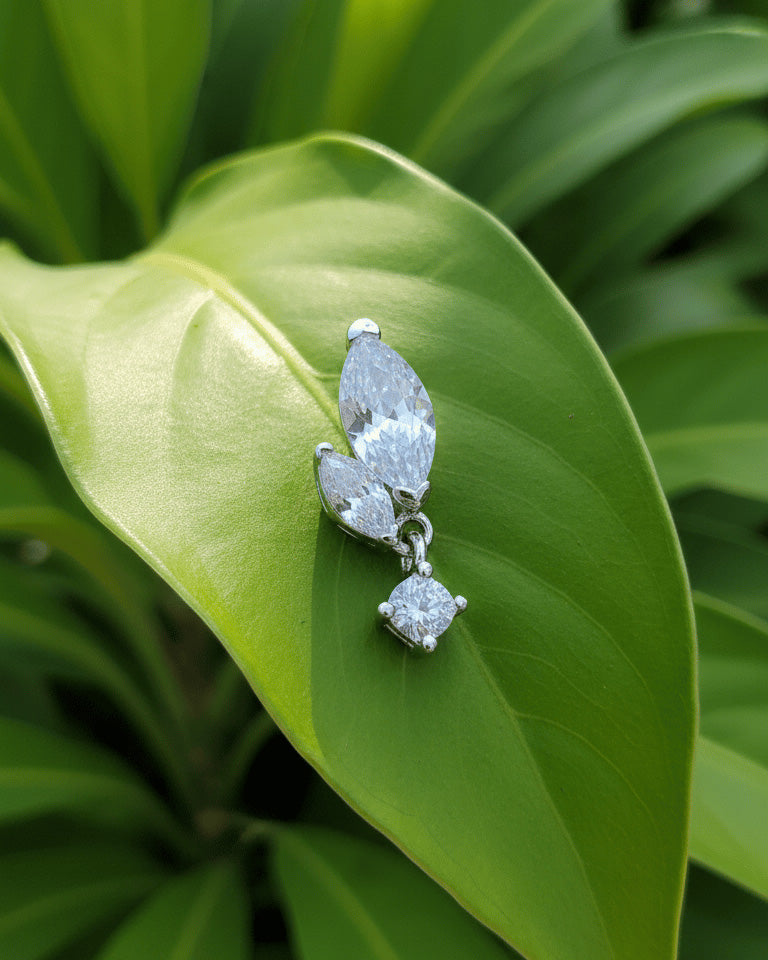 two marquise Stones with dangling smaller round stone stud earring.