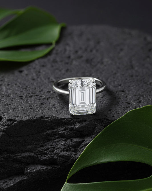 emerald cut luxury CZ ring.