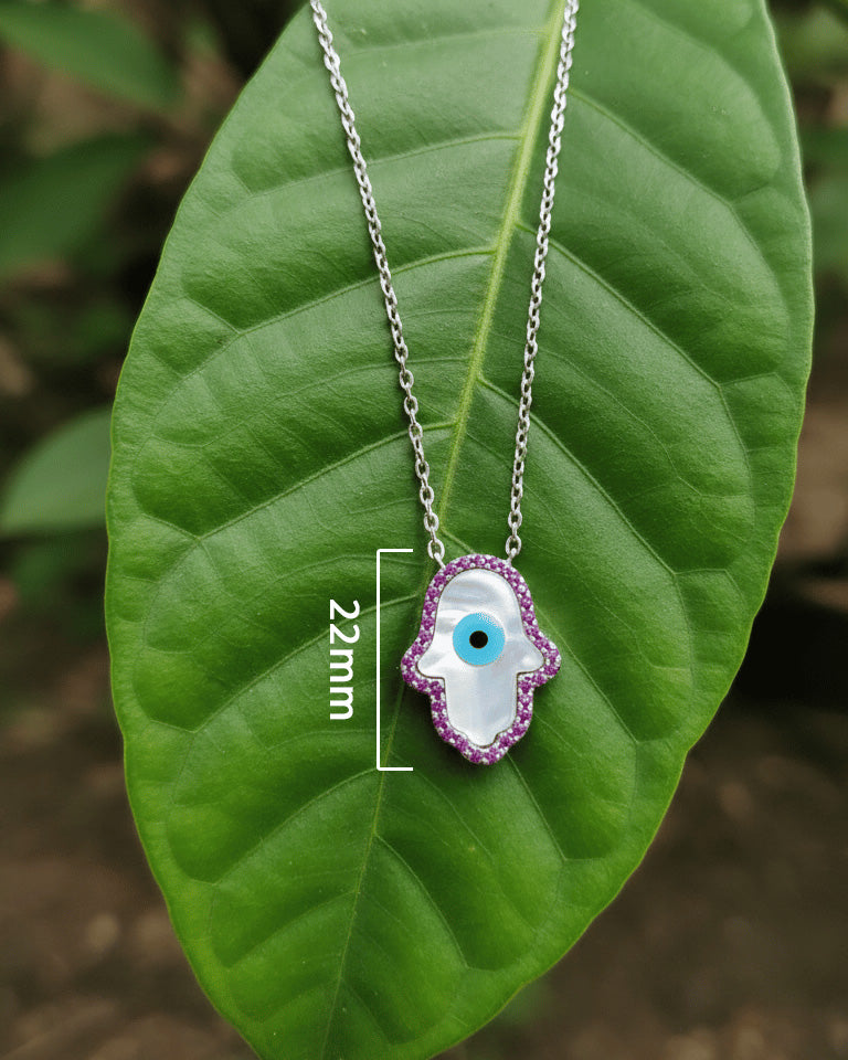MOP hmasa necklace in pink halo CZ.