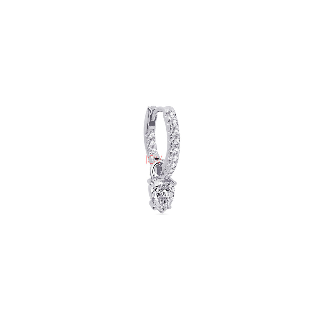 hoop earrings with removable pear shaped stone.